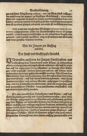 Wie die Zeugen zur Außsag zuhalten. Der fünff und fünfftzigiste Artickel.