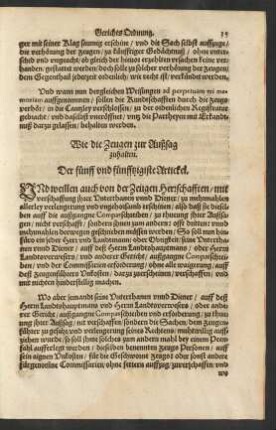 Wie die Zeugen zur Außsag zuhalten. Der fünff und fünfftzigiste Artickel.