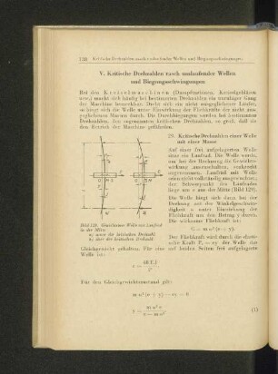 V. Kritische Drehzahlen rasch umlaufender Wellen und Biegungsschwingungen