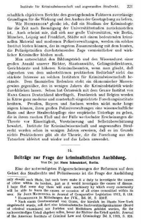 221-229, Beiträge zur Frage der kriminalistischen Ausbildung