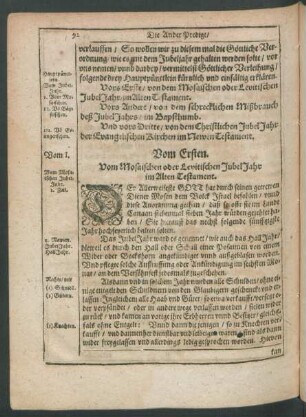 Vom Ersten. Vom Mosaischen oder Levitischen JubelJahr im Alten Testament.