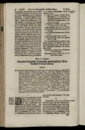 Das IV. Capitel. Von den Herzoglich-Holsteinisch-und Gräflich-Oldenburgischen Stamm-Gliedern.