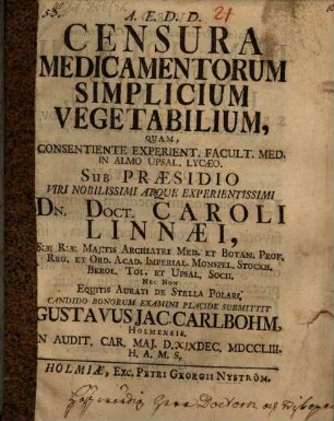 Censura medicamentorum simplicium vegetabilium