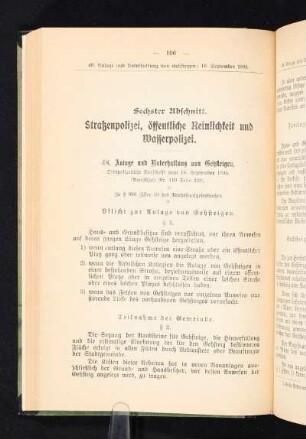 Sechster Abschnitt. Straßenpolizei, öffentliche Reinlichkeit und Wasserpolizei.