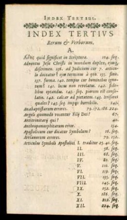 Index Tertius Rerum & Verborum.