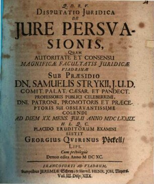 Disp. ... de iure persuasionis