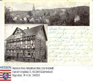 Londorf, Panorama und Ansicht der Pension Heinrich Karl Lich