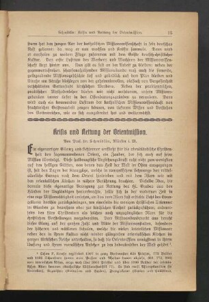 Krisis und Rettung der Orientmission
