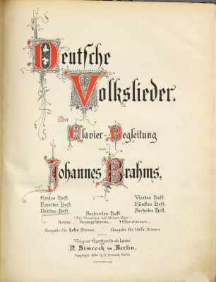 Deutsche Volkslieder : mit Clavier-Begl., 3. Heft