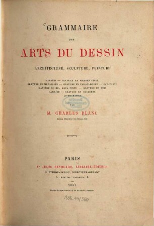 Grammaire des arts du dessin : Architecture, sculpture, peinture