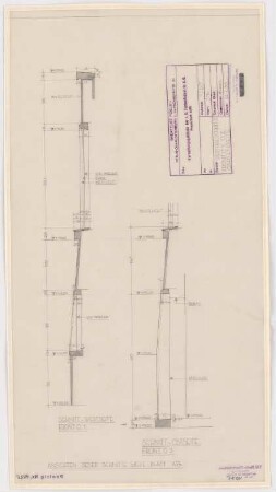 I.G.-Farben, Frankfurt/Main Verwaltungsgebäude: Teilschnitt Seite O1, O2, Gartenseite 1:20