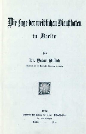 Die Lage der weiblichen Dienstboten in Berlin