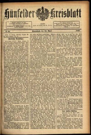 Ausgabe vom Samstag, den 24. April 1897.