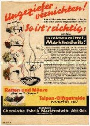 Werbeblatt für ein Ungeziefervernichtungsmittel