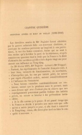 Chapitre quinzième. Dernières années et mort du prélat (1890-1892)