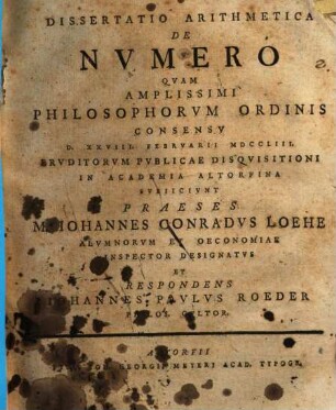 Dissertatio Arithmetica De Nvmero