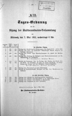 Tages-Ordnung No. 11 (127-132), 07. Mai 1913