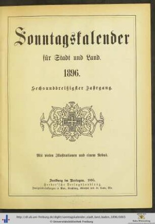36. Jahrgang: Sonntagskalender für Stadt und Land