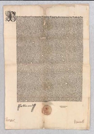 Gedrucktes Edikt Kaiser Ferdinands I. die Landfrieden betr.