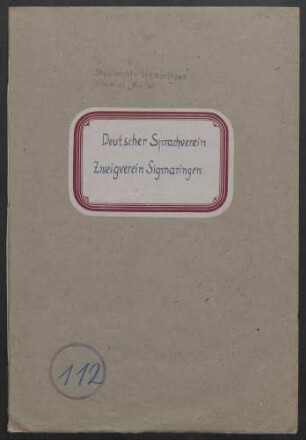 Deutscher Sprachverein Zweigstelle Sigmaringen (1928 - 1933)