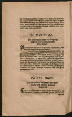 Der XXI. Artickel.