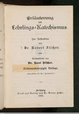 1: Erläuterung des Lehrlings-Katechismus