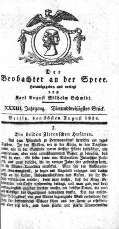 34. Stueck, 25. August 1834