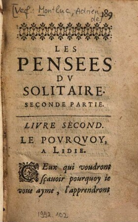 Les pensees du solitaire, 2