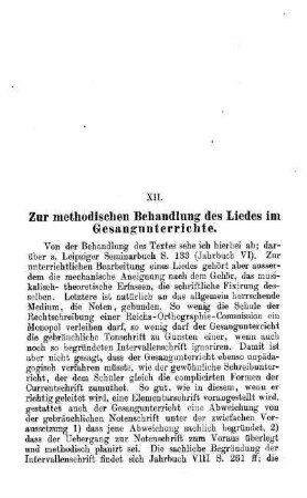 Zur methodischen Behandlung des Liedes im Gesangunterricht