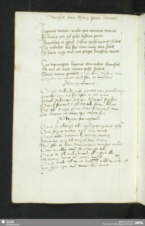 70v: Vier Epigramme des Eneas Silvius Piccolomini