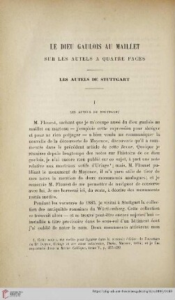 Ser. 3: 15: Le dieu gaulois au Maillet sur les autels a quatre faces : les autels de Stuttgart