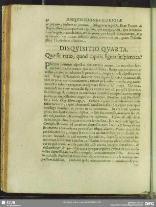 Disquisitio Quarta. Quae sit ratio, quod capitis figura sit sphaerica?