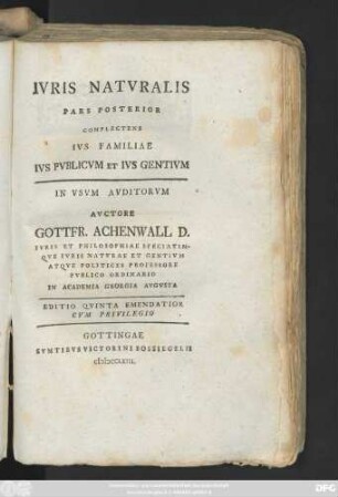 Pars 2: Ivs Natvrae : In Vsvm Avditorvm