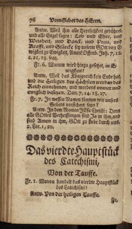 Das vierdte Hauptstück des Catechismi, Von der Tauffe.