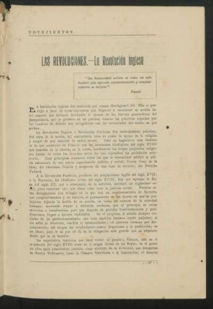 Las revoluciones. - - La revolución inglesa