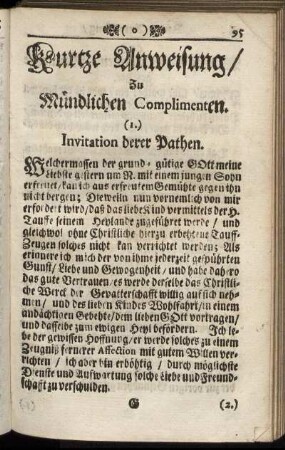 Kurtze Anweisung, Zu Mündlichen Complimenten.