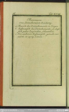 Tab. XVII. Manoeuvre eines Detachements Reuterey
