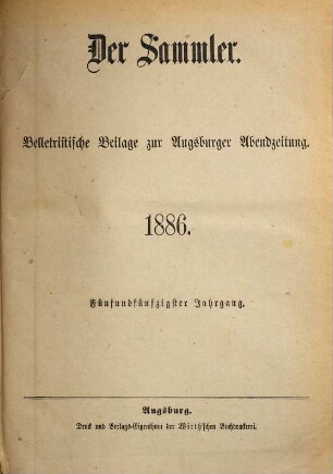 Der Sammler. 55. 1886