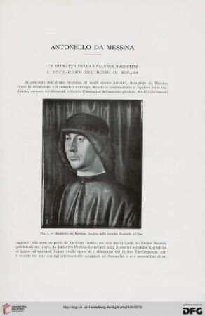 27: Antonello da Messina : un ritratto della Galleria Bachstitz - L'Ecce Homo del Museo di Novara