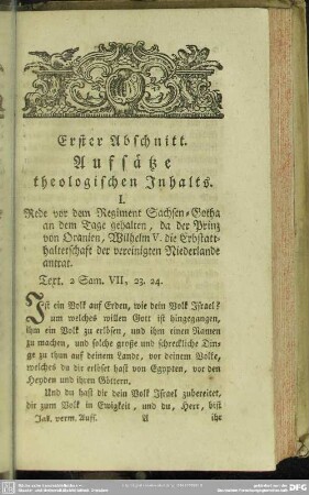 Erster Abschnitt. Aufsätze theologischen Inhalts