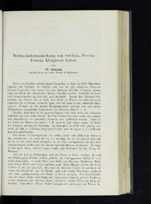 Wirthschaftsbeschreibung von Ostellato, Provinz Ferrara, Königreich Italien