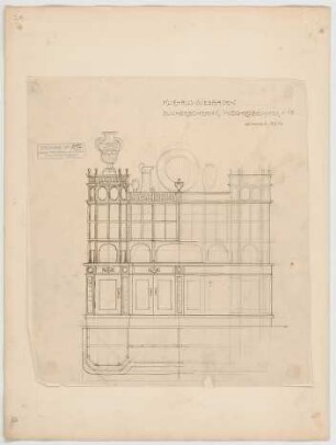 Thiersch, Friedrich von; Wiesbaden; Kurhaus - Bücherschrank im Schreibzimmer (Grundriss, Ansicht)