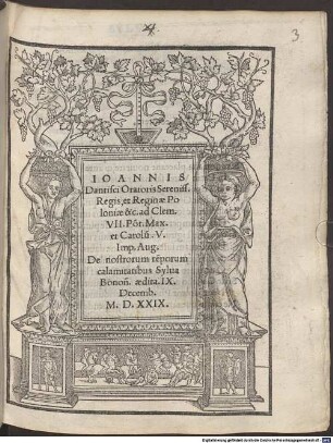 Ad Clementem VII. P. M. et Carolum V. de nostrorum temporum Calamitatibus Sylva