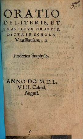 Oratio de literis et praecipue graecis