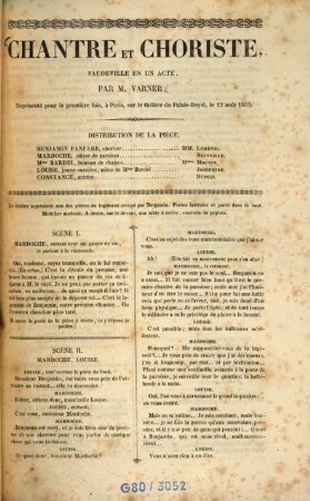 Chantre et choriste : vaudeville en un acte