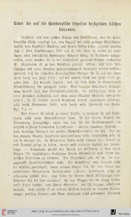 Ueber die auf die Hamburgische Legation bezüglichen falschen Urkunden