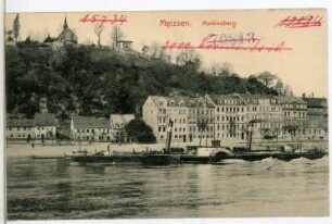 Meißen. Martinsberg - Elbe mit Schlepper