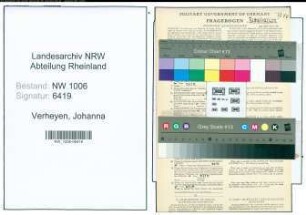 Entnazifizierung Johanna Verheyen , geb. 03.02.1901 ()
