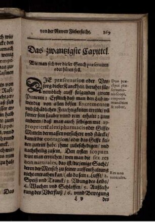 Das zwantzigste Capittel. Wie man sich vor dieser Seuch praeserviren oder hüten soll