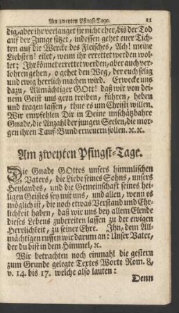 Am zweyten Pfingst-Tage